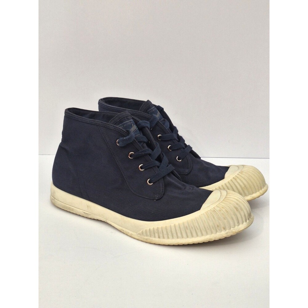 Vintage Prada Men's Canvas Lace Up Sneakers Sz 9 Navy Blue Designer Chunky Y2K